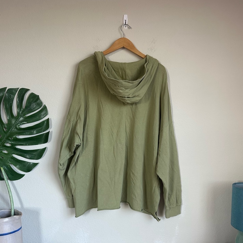 Aerie Oversized Lace Up Cotton Hoodie Sweatshirt - Picture 11 of 12